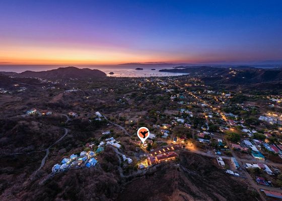 Sunset over Playas del Coco from above